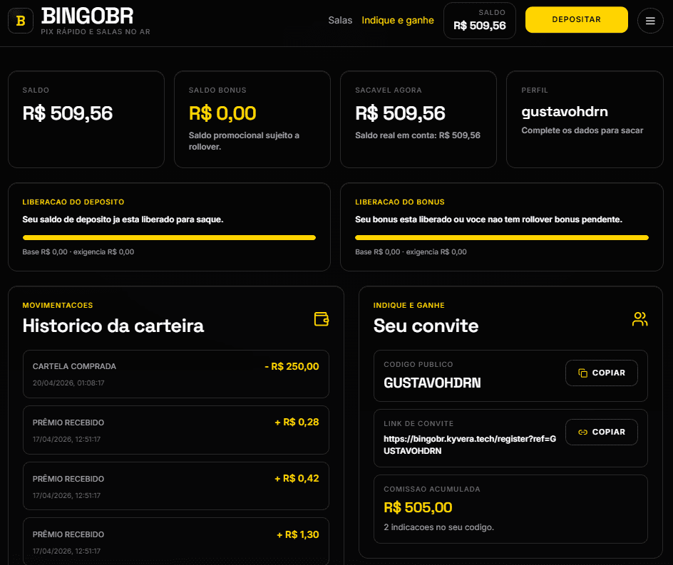 BingoBR - Carteira e indicação