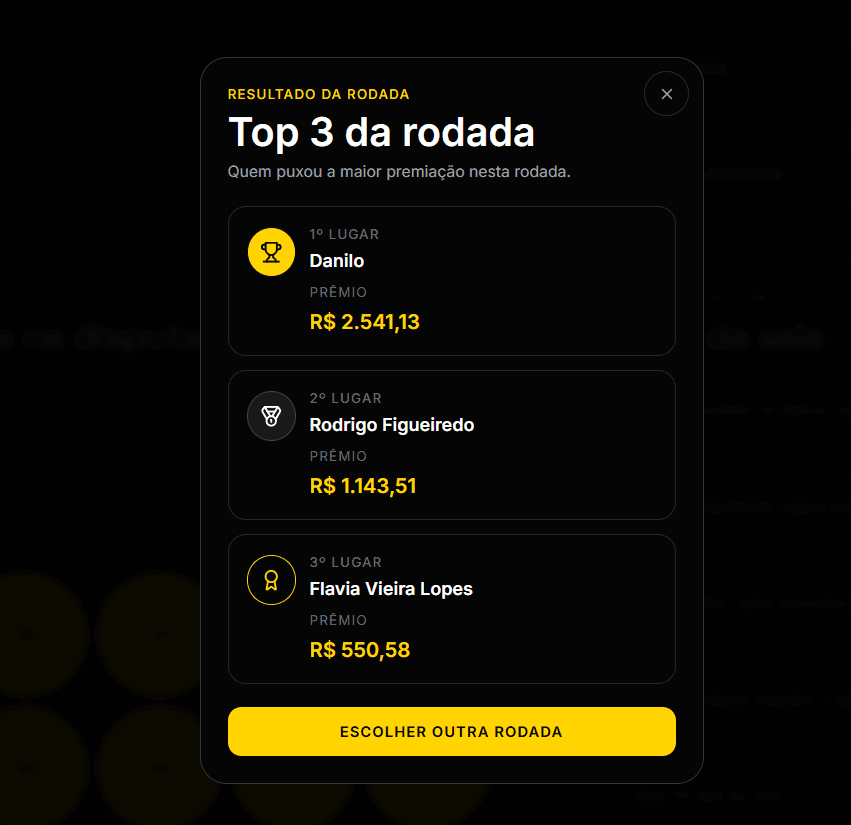 DinoBingo - Resultado da rodada